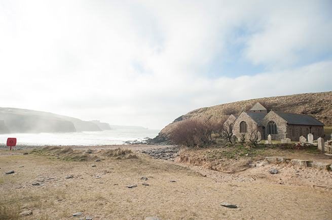 The quaint church that sits by the sandy beach at Gunwalloe (also known as Church Cove)