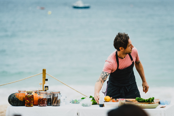 One of the many beachside chef demos at the St Ives Food and Drink Festival