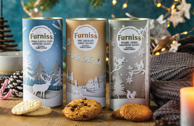 The three Christmas biscuit tubes by Furniss