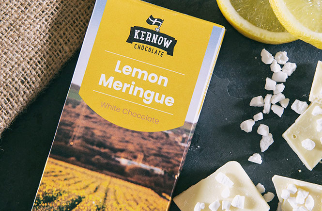 The beautifully presented lemon meringue chocolate from Kernow Chocolate 