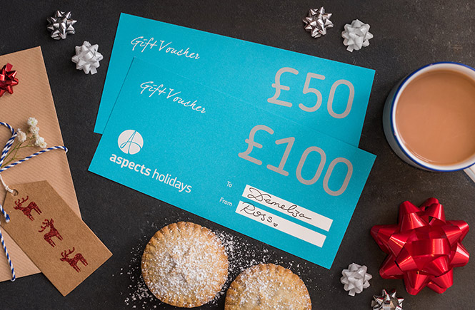 Some of the Aspects Holidays gift vouchers ready for Christmas
