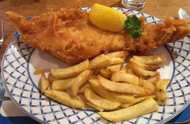 A plate of fish and chips at Becks in Carbis Bay