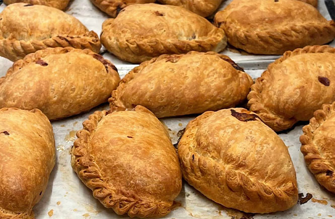 A selection of fresh out the oven Cornish pasties at Gear Farm