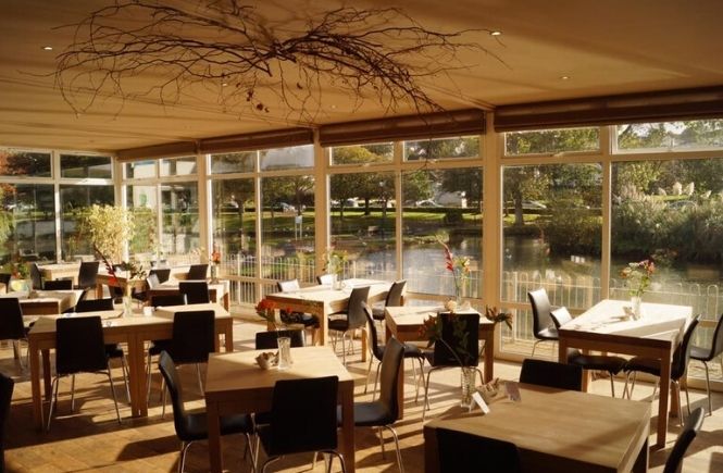 The pretty interior of the Lakeside, a dog-friendly restaurant in Newquay