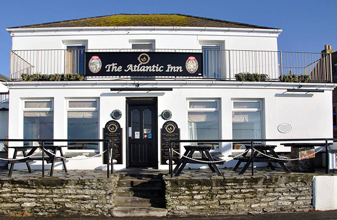 The Atlantic Inn on a sunny day in Porthleven