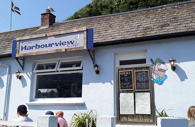 The sunny and welcoming Harbour View Cafe in Porthleven