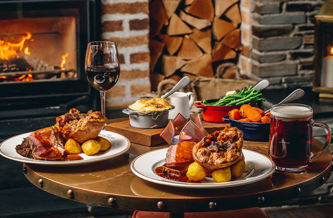 A Sunday roast in front of a fire at The Mariners in Rock