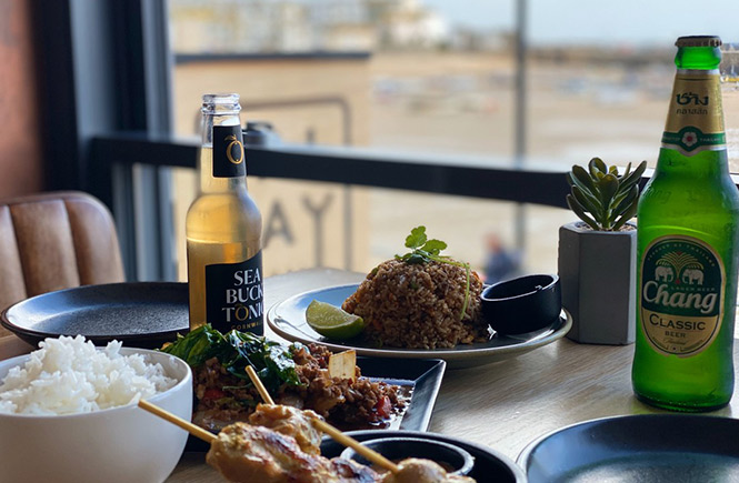 A selection of Thai dishes with drinks at TALAY Thai Kitchen in St Ives