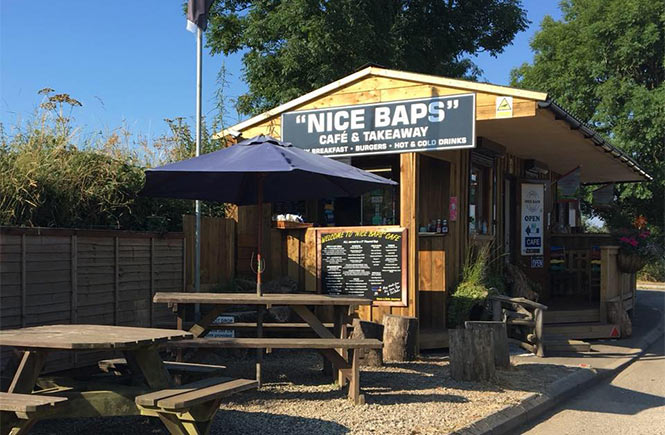 The much-loved wooden hut exterior of Nice Baps, one of the best places to eat in Wadebridge