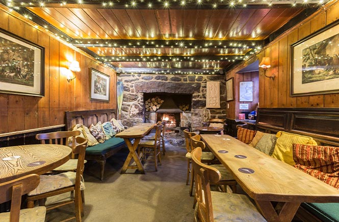 The cosy interior of The Tinners Arms, one of the oldest pubs in Cornwall