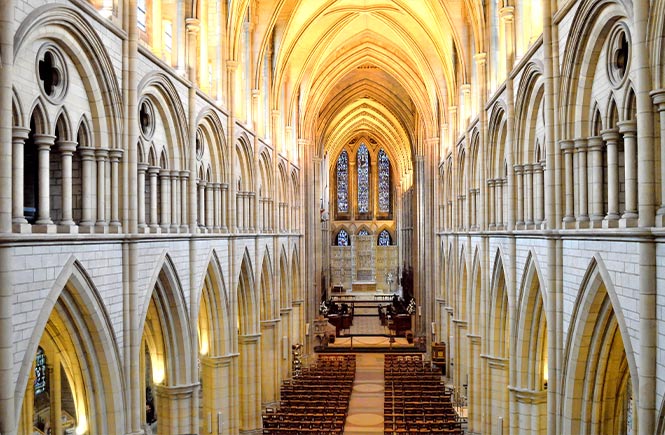 The inside of Truro Cathedral where the Made in Cornwall Christmas Fair takes place