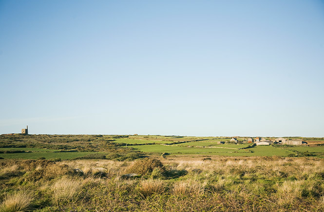 The ancient fields and engine houses across the moors in Penwith