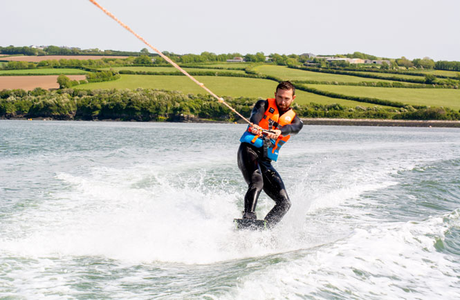Doug having a go at wakeboarding
