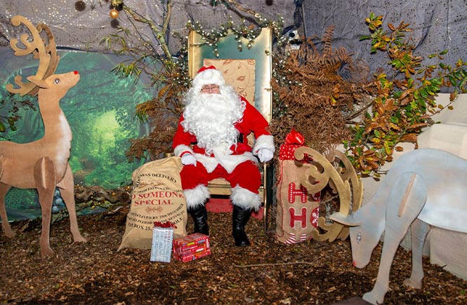 Father Christmas sitting in his grotto at Lappa Valley