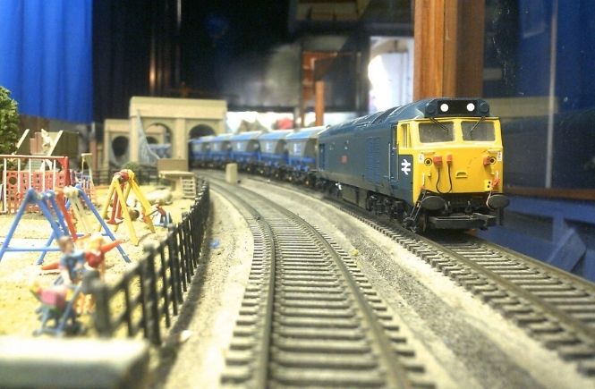Model trains on a model railway