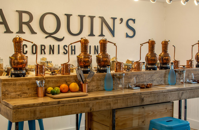 The copper distillery set up at Tarquin's Gin School in St Ives