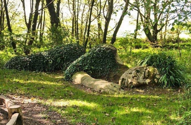 A statue of a sleeping woman at The Lost Gardens of Heligan
