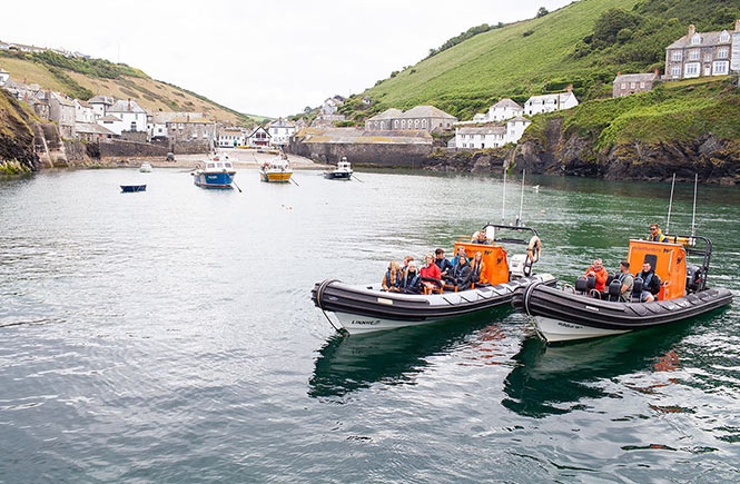 Two Wavehunter boats sitting in the harbour at Port Isaac