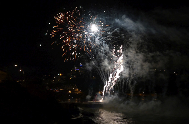 Fireworks over Looe for New Year's Eve