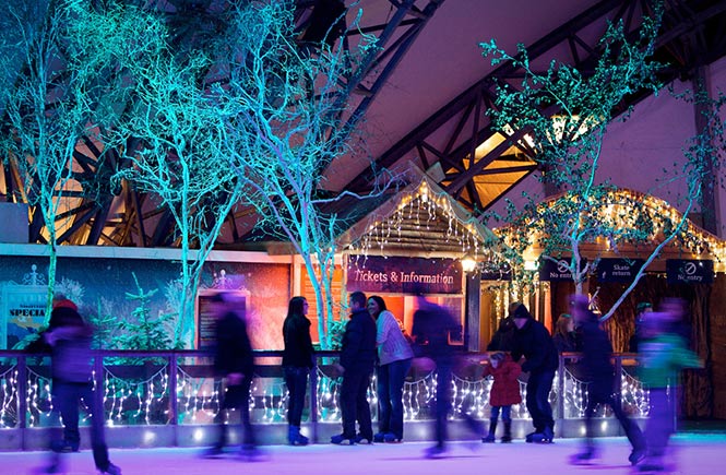 People ice skating at the Eden Project
