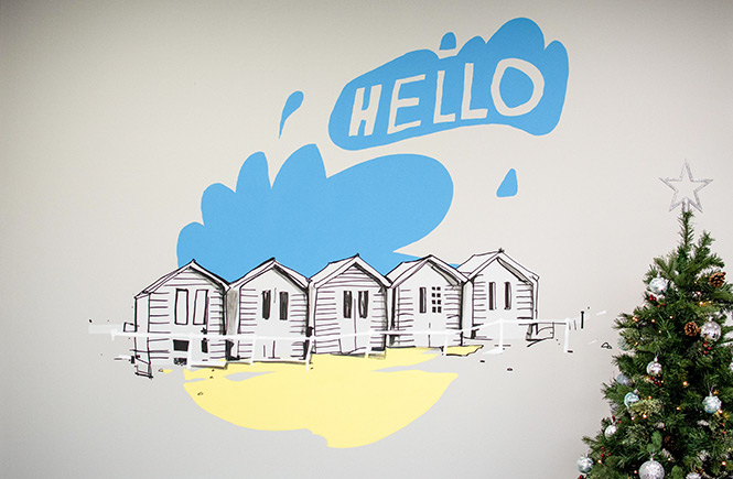 Bude beach huts - wall art by Samuel Bassett