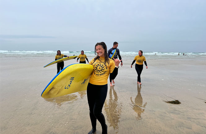 Learning to surf in Perranporth