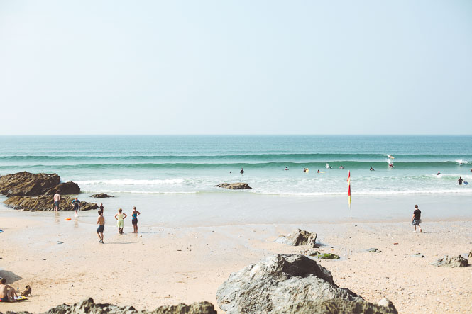 Surfing at Fistral beach, Newquay
