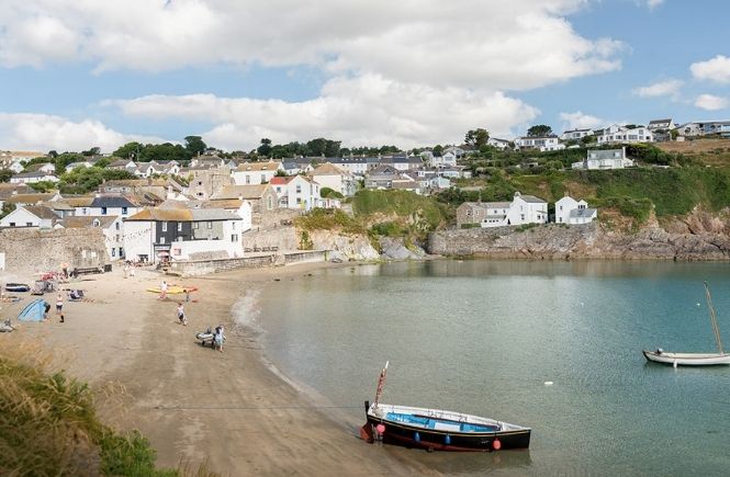 The pretty village and beach of Gorran Haven, which is dog-friendly all year round