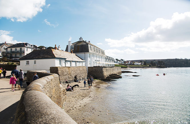 The little sandy cove of Harbour beach in St Mawes