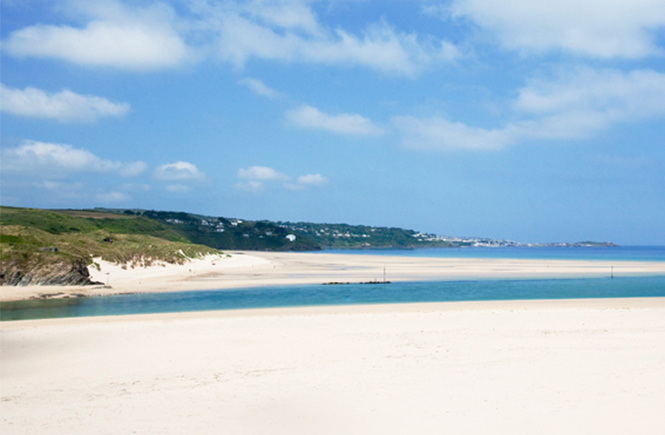 The white sands and dunes of Mexico Towans in Hayle, one of the best dog-friendly beaches in West Cornwall