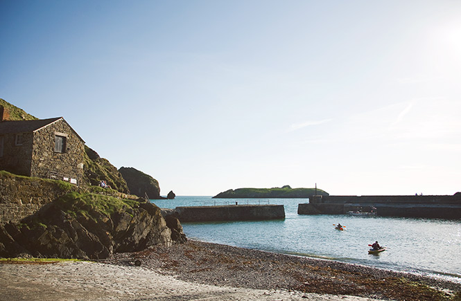 The beautiful beach and harbour at Mullion Cove