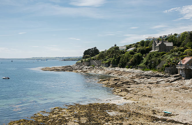 The rocky cove at Tavern beach in St Mawes