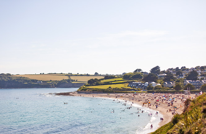The view across Gyllyngvase Beach in Falmouth