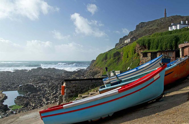 Fishing boats on the slipway to Priests Cove Tidal Pool