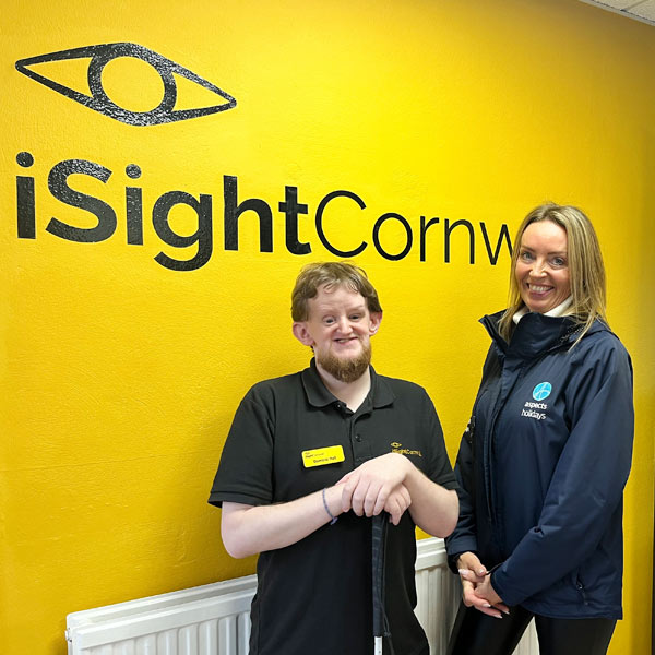 Aspects Holidays donates to Cornwall's one and only sight loss charity, iSight Cornwall