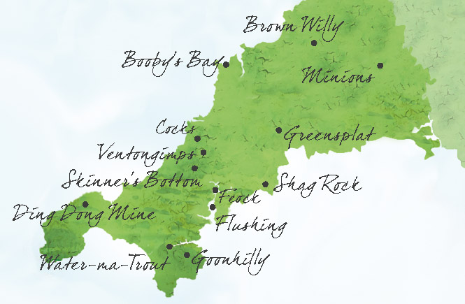 A map of the funniest place names in Cornwall