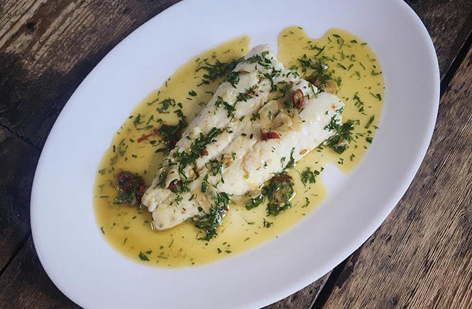 A plate of fish from Michelin recommended Argoe in Cornwall