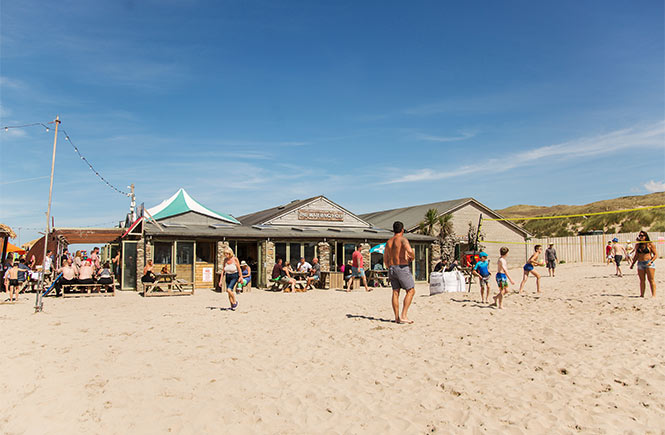 The dog-friendly Watering Hole bar on the beach in Perranporth