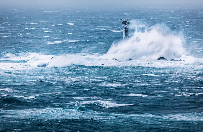 Longships Lighthouse hit by giant waves