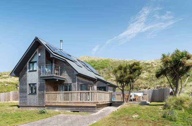 Scandinavian style lodge in the sand dunes at Gwithian