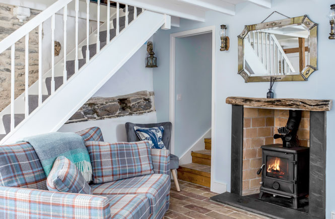 Woodburner at Steep Cottage in Mevagissey, Cornwall