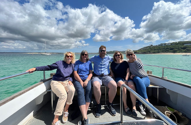 The Aspects Holidays team enjoying a boat trip with Black Pearl in St Ives