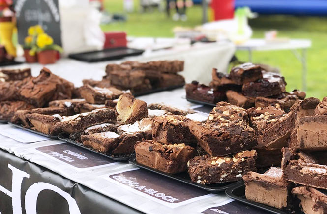 A stall full of brownies at Bude Food Festival in Cornwall