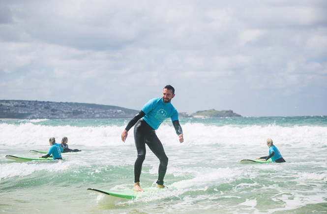 Surfing with Hayle Surf School