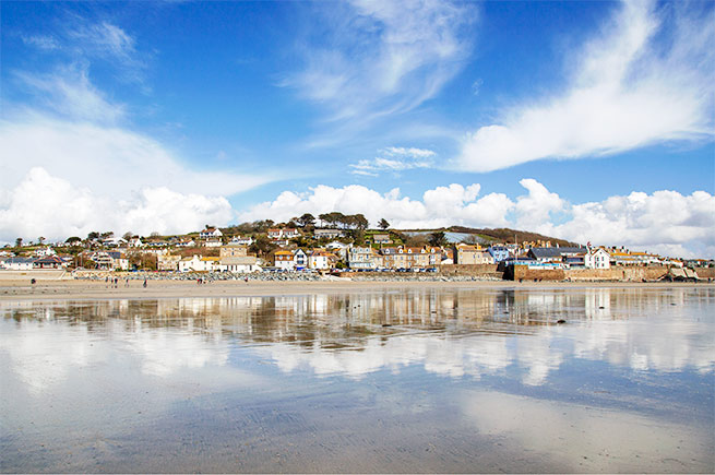 Reflections on the beach at Marazion, Cornwall